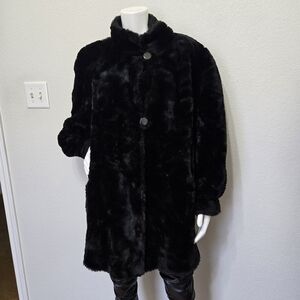 Vtg J Percy Richards Black Faux Fur Size L